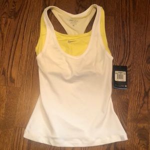 Nike White Top with Yellow Bra NWT XS